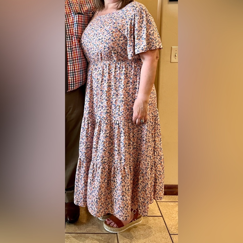 Pink floral maxi dress